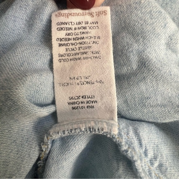 Soft Surroundings Small Rendezvous Tunic Top Light Denim Linen Chambray Pockets - Picture 8 of 12